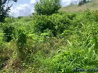 behind the scenes outdoor production with ebony curvy model and big black cock