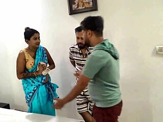 Kawan India Goda Pembantu Cantik Untuk Threesome Kongkek Keras Penuh Butiran Manja