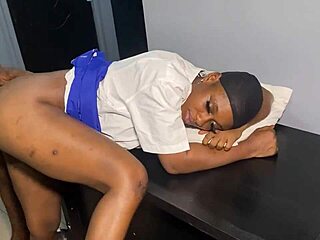 ebony teacher bent over doggystyle for big black monster cock office fucking