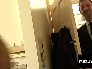 Kimmie fox is shy british girl bound in stockings for deepthroat blowjob domination and rough doggystyle fucking with cum in mouth.