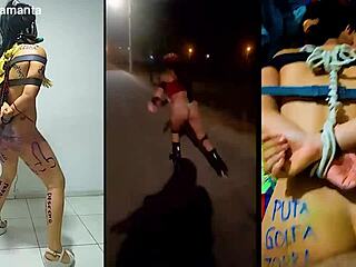 Ejercitando a la zorra samanta with bdsm bondage tied up fucking humiliation as slave slut prostitute