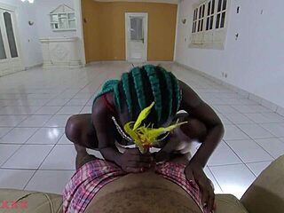 Busty ebony beauty got her big tits bouncing while riding my cock. She worshipped my shaft with passion.