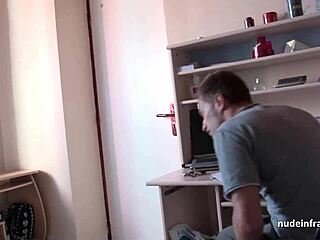 deep analizing of a busty french brunette in uniform jizzed on stomac with cumshot