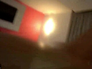 Brunette babe rides cock hard in bedroom at night making her moan with pleasure and cum on tits