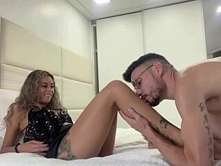 Brazilian half-sister can't resist the massage turning into bareback pussy fucking with big cock deepthroat and foot fetish action