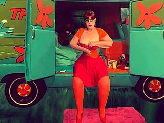 Hey, check out granny velma dinkley giving deepthroat blowjob in costume with cum in mouth finish