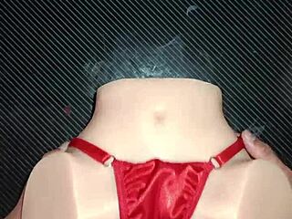 anal sex with candy in sexy red thong with pompon