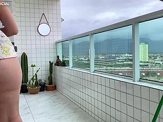 Voyeur Watches Neighbor Cleaning in Short Shorts While Observing Discreetly