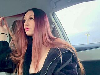 Italian milf Artemisia Love smokes solo outside in car fetish scene