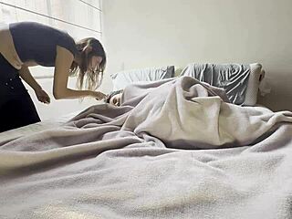 Night games with pillow turn into wet pussy licking between blonde and Latina friends