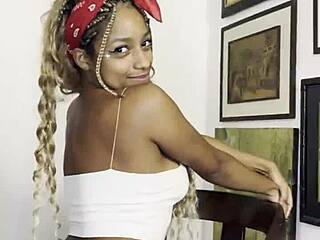 Vicky Menage shakes her big natural tits in a sexy Brazilian dance. Young beauty gets everyone watching her moves.