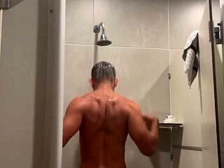 Gym Shower Time with Red Thong