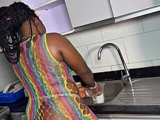 Huge Ass And Tits Fucked By Huge Cock In Kitchen With Blowjob And Doggystyle