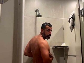 Gym Shower Time with Red Thong