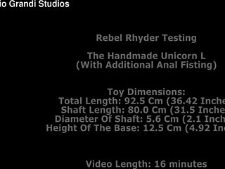 Rebel Rhyder tests handmade Unicorn L dildo with extra anal fisting and gaping?!
