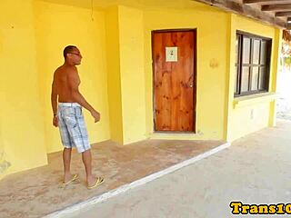 oh man, this bikini latina tranny gets facialized after anal assfucking and big cock riding with close up sucking and masturbation