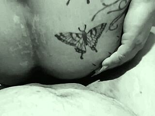 Naughty aunt in costume fists huge pussy with buttplug during first time solo