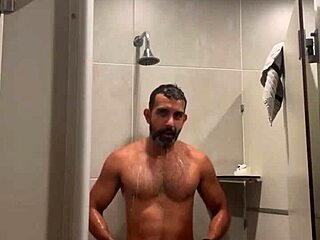 Gym Shower Time with Red Thong