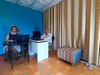 Boss dominates secretary with office pussy licking and humiliation in femdom scene