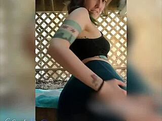 Fucking pierced pussy outside like slut with dildo