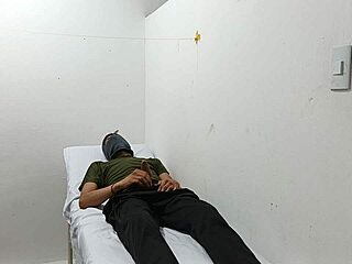 hey, this kinky doctor jerks his cock right in the office alone