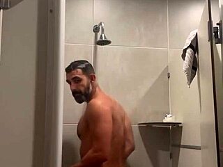 Gym Shower Time with Red Thong