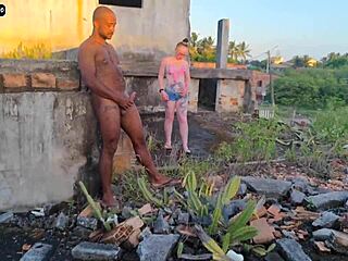 Surprised by Jerking Stranger, Gave Ass and Pussy Bareback to Big Black Cock