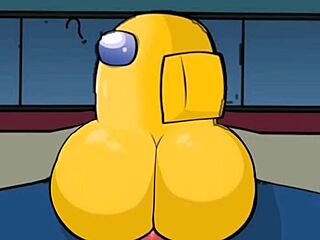 Among Us game features two female crewmates with big butts getting caught by the impostor