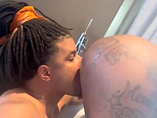 Sucking big black cock in Las Vegas with deepthroat gagging and wet sloppy spit