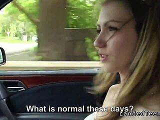 Stranded teen 18+ fucked on the hood outdoor pov