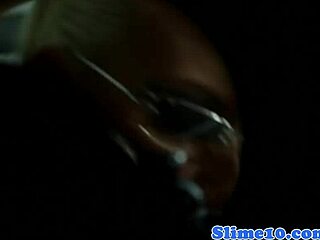 classy babe in glasses gets bukkaked with cumshots from gloryhole in european glamour scene