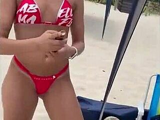 Young 18+ Woman Shows Big Ass And Tits In Tight Bikini
