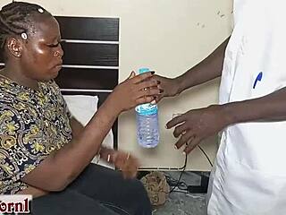 Doctor fucks ebony patient with big black cock during hospital checkup