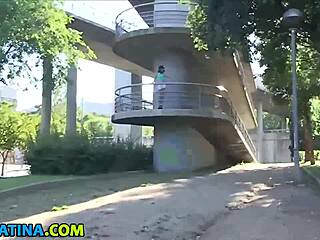 Real latina teen 18+ sucks big cock in heels