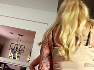 blonde milf ryan conner licks pawg sara jay's wet pussy in lesbian muff diving on pool table.