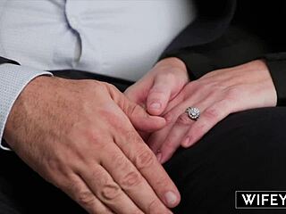 Wifey fiery redheaded hotwife Samantha Sinz licks balls and rides big black cock in lingerie