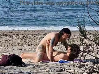 Beach sex between passionate lovers with female squirting orgasms caught on telephoto lens