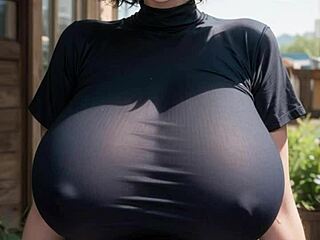 I Feel So Aroused by This Cute AI Generated Model with Big Tits and Sexy Monster Balloon Vibes