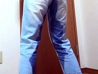 girl wets jeans while brother hogs the bathroom