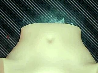 This candy sex doll takes huge cock in tight pussy and ass for gaping creampie double penetration action.