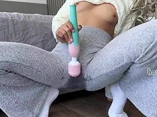 big ass babe holds back cum and squirt with toys in wet panties