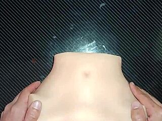 This candy sex doll takes huge cock in tight pussy and ass for gaping creampie double penetration action.