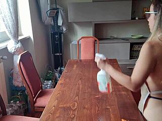 I cleaned the neighbors table and took off my panties, do you think hell like it?