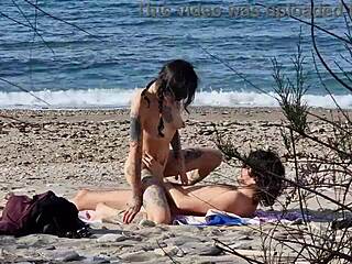 Beach sex between passionate lovers with female squirting orgasms caught on telephoto lens
