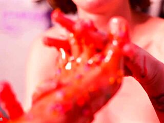 blonde goddess dominates brunette with feet licking, choking, deepthroat gagging, and messy spitting in femdom fetish