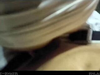 Cute blond couple enjoys sensual public sex in the parking lot and hotel room