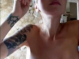 Amateur with big tits goes topless in hidden cam footage. She burps while doing makeup in voyeur reality style.