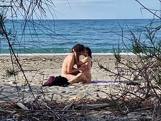 Beach sex between passionate lovers with female squirting orgasms caught on telephoto lens