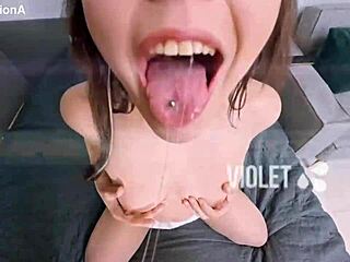 Violet takes intense fucking and pissing in every hole with rimjob action