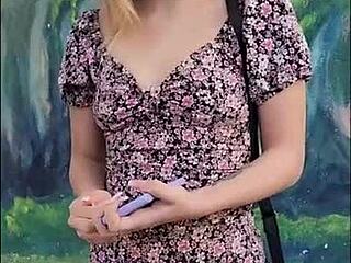 Hermosa desconocida 18yo accepts BDSM bondage photos as petite skinny outdoor slut